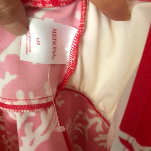 Merona coral print coral and white tankini top M - Picture 4 of 8